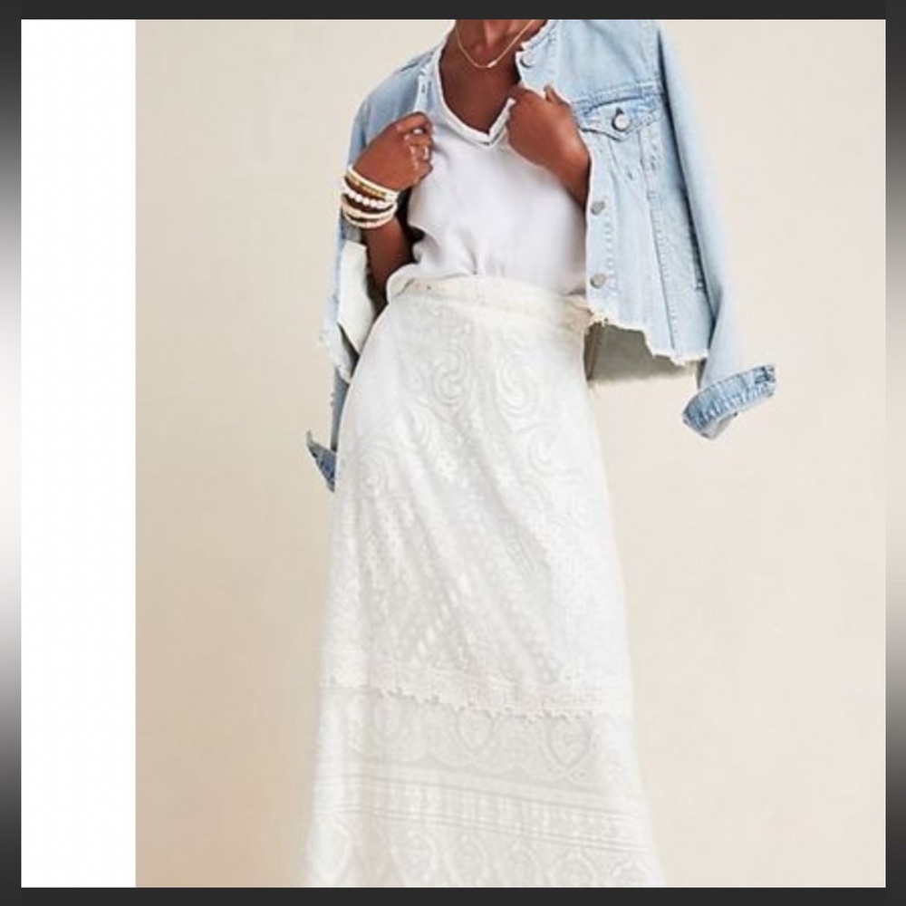 Lace Maxi Skirt - White